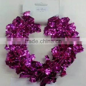 HOT SALE 9 Feet Fushia Metallic PVC Holly Leaf Wired Tinsel Garlands for X'mas Present Packaging Decorations thumbnail-1