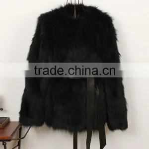 New Fashion Black High Quality Sex Fox Fur Coat Woman thumbnail-1