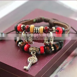 Latest Arrival New Design Jewelry Key Bracelet Nnisex Charm Trendy Korean Style Mutilayer Leather Bracelet/ thumbnail-5