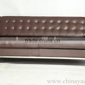 Living Room Furniture Florence Knoll Brown Leather Corner Sofa thumbnail-4