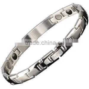 Noproblem D009 FDA Tourmaline Germanium Silver Charm Power Scalar Energy Magnetic Health Infinity Stainless Zircon Bracelet thumbnail-2