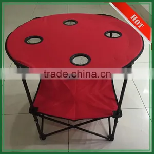600D Canvas Outdoor Folding Round Steel Table With Cup Holder thumbnail-1