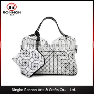 Set of Check Tote Bags With Plastic Check Design, White and Black Handbags thumbnail-1