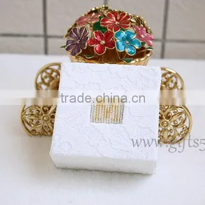 Latest Design Lace Fabric Jewelry Box Bracelet Box With Beaded Name Plate of M thumbnail-2