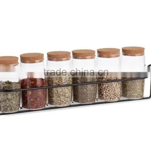 SINOGLASS Trade Assurane 120ml Glass Spice Jar With Cork Lid 6 Pcs Glass Jars Spice Rack Set thumbnail-1