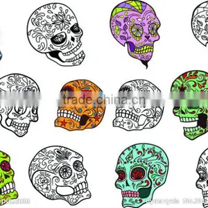 Full Colors and Black Animal Heads Temporary Skulls Tattoo for Man Arm thumbnail-6