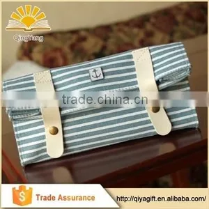 Wenzhou Cangnan Wholesale Canvas Triangle Stripe Colored Pencil Case for School With Button thumbnail-1