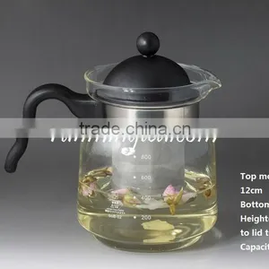 Wholesale Straight Glass Flower Tea Pot/teapot With Stainless Steel Strainer Screen (borosilicate With PV Handle) thumbnail-1