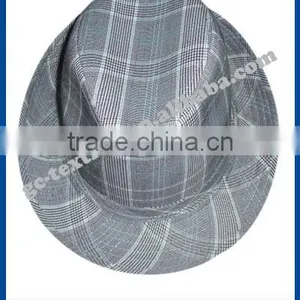Light Grey Checked Fedora Hat thumbnail-1