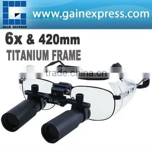 Keplerian Prism Style 6.0x 6x Magnification Binocular Dental Loupes Surgical Medical Dentistry Titanium Frame 420mm thumbnail-1