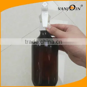 Empty 16oz Amber PET Plastic Trigger Bottle With White Trigger Wholesale thumbnail-2