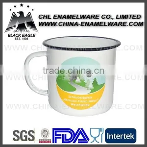 White Color Rolled Rim Enamel Coffee Mug Wholesale thumbnail-3