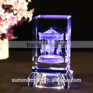 3d Laser Carousel Antique New Baby Gift Crystal thumbnail-1
