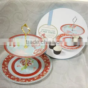 Wedding Fancy Decor Ceramic Double Layer Porcelain 3 Tier Cake Stand thumbnail-6