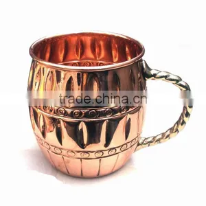 2017 BPA FREE MOSCOW MULE 100% PURE COPPER DRINKING MUG WITH ROPE BRASS HANDLE thumbnail-1