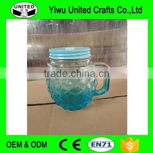 Hight Quality Glass Mason Jar With Handle and Hinged Lids,glass Mason Jars With Lids and Straw Glass Bottle thumbnail-2