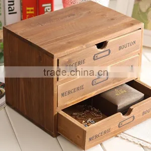 Three Layers Brown Wooden Jewelry Gift Boxes thumbnail-2