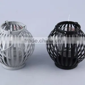 Portable Globular Painted Iron+Glass Candle Holder/Home Decoration Candlestick thumbnail-1