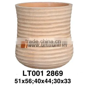 Cylinder High Quality Streaky Sandy Terracotta Planter thumbnail-1