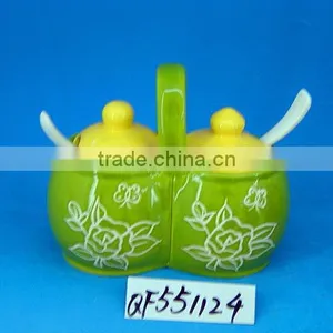 Promotional 2pcs Ceramic Canister Set With Spoon thumbnail-4
