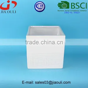 BSCI Certificate Factory Simple Design Square Ceramic Flower Pot, Cube Planter thumbnail-2