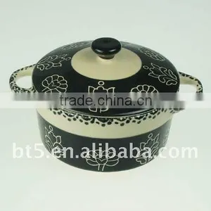10cm Dia Stoneware Handpainted Mini Casserole thumbnail-1