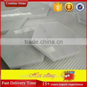 Polished White Carrara Marble Coasters Hexagon Tiles thumbnail-3