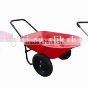 5 Cubic Feet Metal Tray Garden Wheelbarrow With Double Wheels thumbnail-4