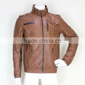 Fashion Orange Leather Jacket For Men thumbnail-1