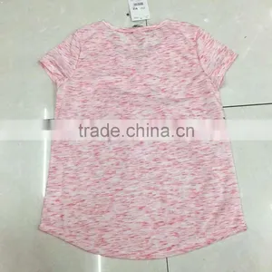 Women Stock Apparel V-neck Slub Cotton T-shirt thumbnail-5