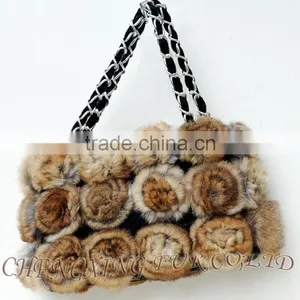 CX-H-13 Latest Fashion Design Ladies Genuine Rabbit Fur Hand Bag thumbnail-5