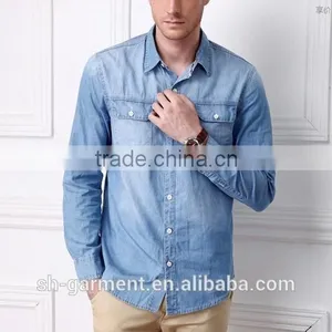 Mens Blue Denimshirt With Chest Pocket N01 thumbnail-3