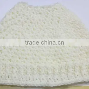 Yellow Wholesale Messy Bun Ponytail Beanie Crocheted Hat thumbnail-3