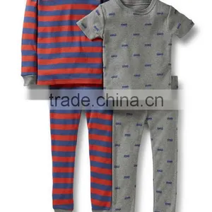 100% Cotton Printed Knitted Baby Boys 4 Pcs Pajamas Sets thumbnail-1