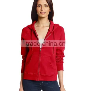 China Promotional Custom Supreme Quality Polyester / Cotton Zipper Long Sleeve Plain Sport Hoodie for Women thumbnail-2