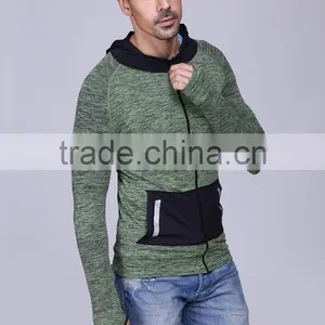 2017 New Seamless Running Zipped Thumb Hole Sport Jacket for Man thumbnail-1