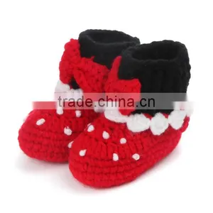 Beautiful Bow Crochet Shoes Baby Girl Boots First Walker Shoes thumbnail-1