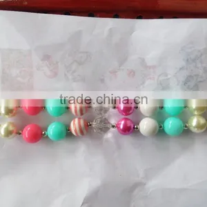 XF-384 Fashionable Wholesale Kids Jewelry Little Girl Princess Pendnat Bubblegum Bead Necklace For Sale thumbnail-1