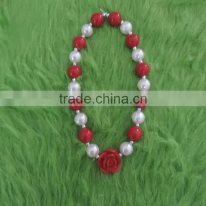 Baby Girl Red Pearl Rose Necklace Children Christmas Necklace thumbnail-1