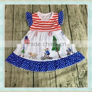 Yi wu Manufacture New Style Wholesale Little Girl Boutique Traditional Patriotic Pic Clothes Unique Design Frock thumbnail-1
