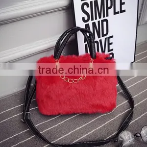 Fashion Simple Casual Style Solid Fur Chain Women Handbags thumbnail-6