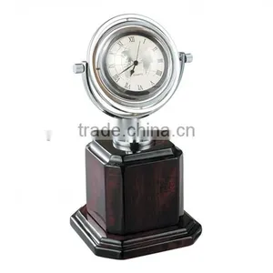 Crystal Globe Clock With Wooden Trophy thumbnail-1