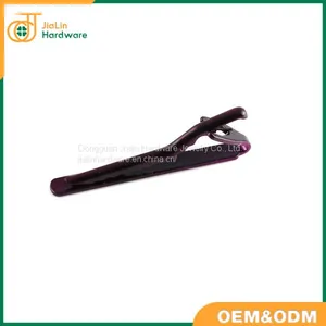 Men Tie Bar Pinch Clip Skinny Ties 2.4 Inch, Purplish Red thumbnail-3