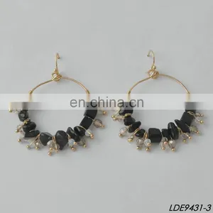Raw Stone Earrings Round Hoop Earrings Raw Gemstone Hoop Earrings thumbnail-1