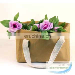Customized Waterproof Foldable Easy Carry 15kg Kraft Paper Bag for Fruit and Food thumbnail-1
