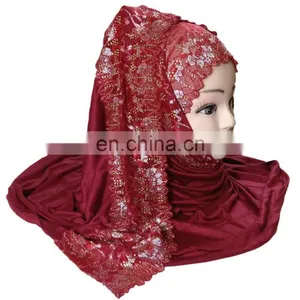 2-Way Style Maroon Color Designer Stoles 2017 / Womens Party Wear Scarf 2017 / Ladies Casual Wear Hijab Scarves (scarves Scarf) thumbnail-1