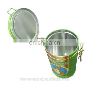 Fashion Round Tinl Canister With Metal Clip Closure thumbnail-4
