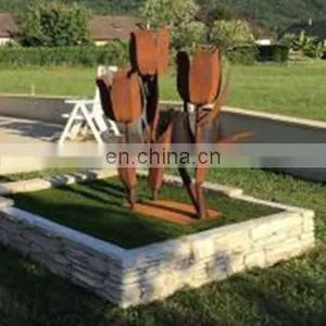 Garden Art Realistic Rose Corten Steel Sculpture thumbnail-1