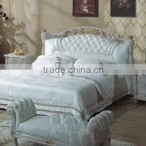 Modern High Qualty King Size Wood Bed in Leather Bed thumbnail-1