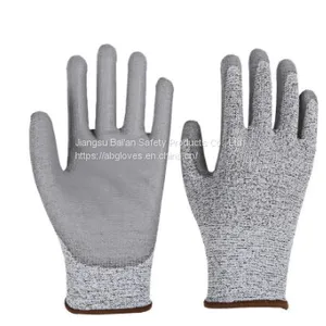 HPPE Fiberglass Liner PU Coated Level 3 Cut Resistant Gloves Bagloves thumbnail-1